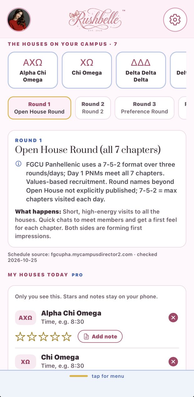 Rush week: the houses on your campus, round by round, with the schedule source
